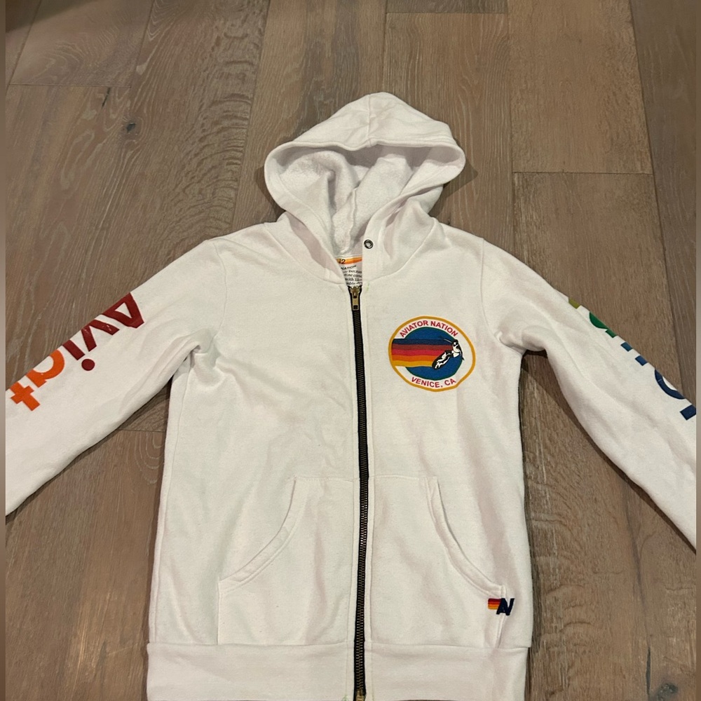 Aviator Nation white zip hoodie
